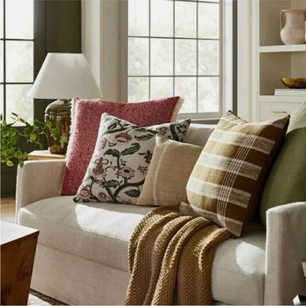 Woven Plaid Pillow Removable Cover 20